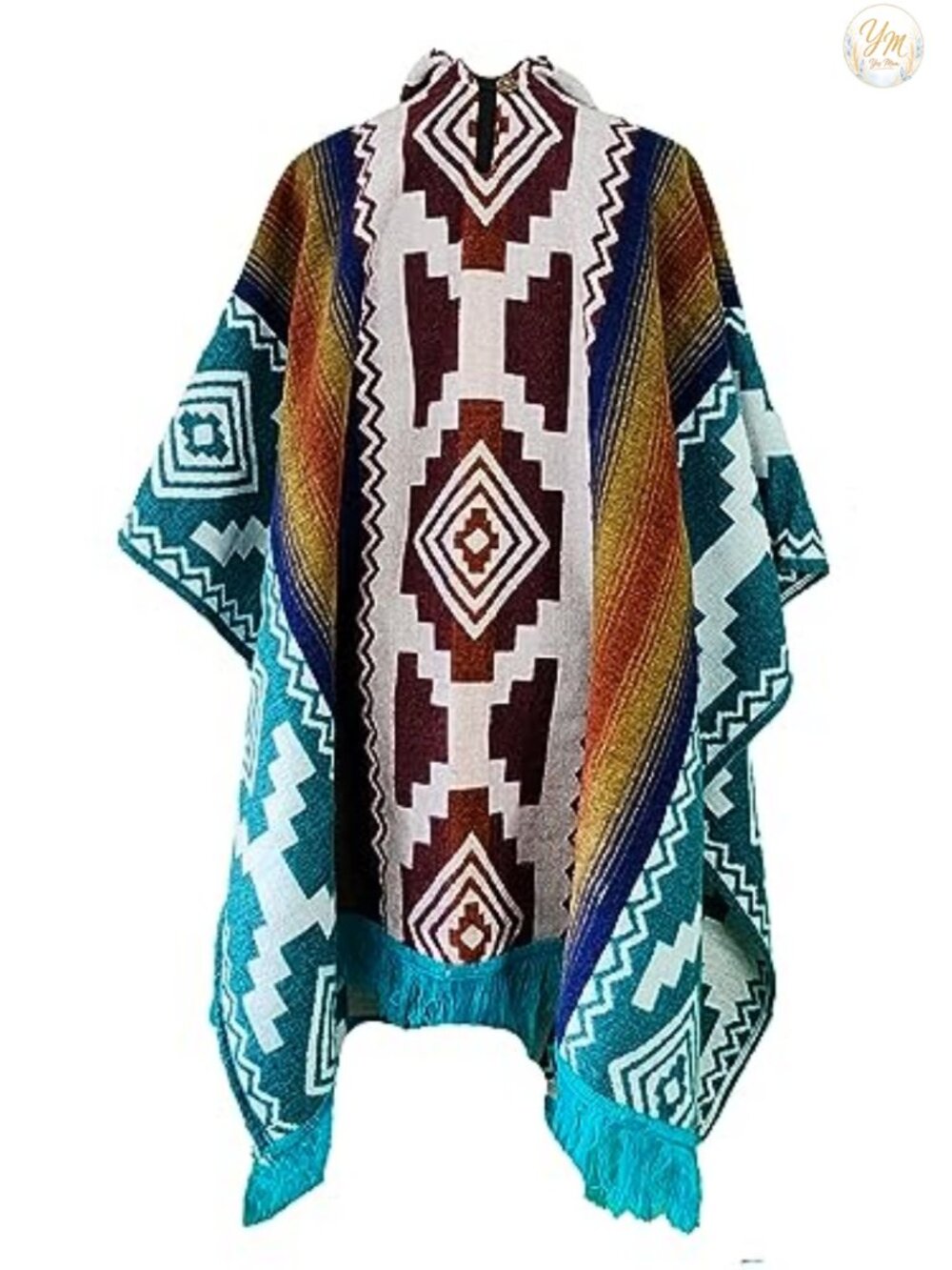 Alpaca Poncho with Hood - Western Serape Cloak - Handcrafted Ecuadorian -